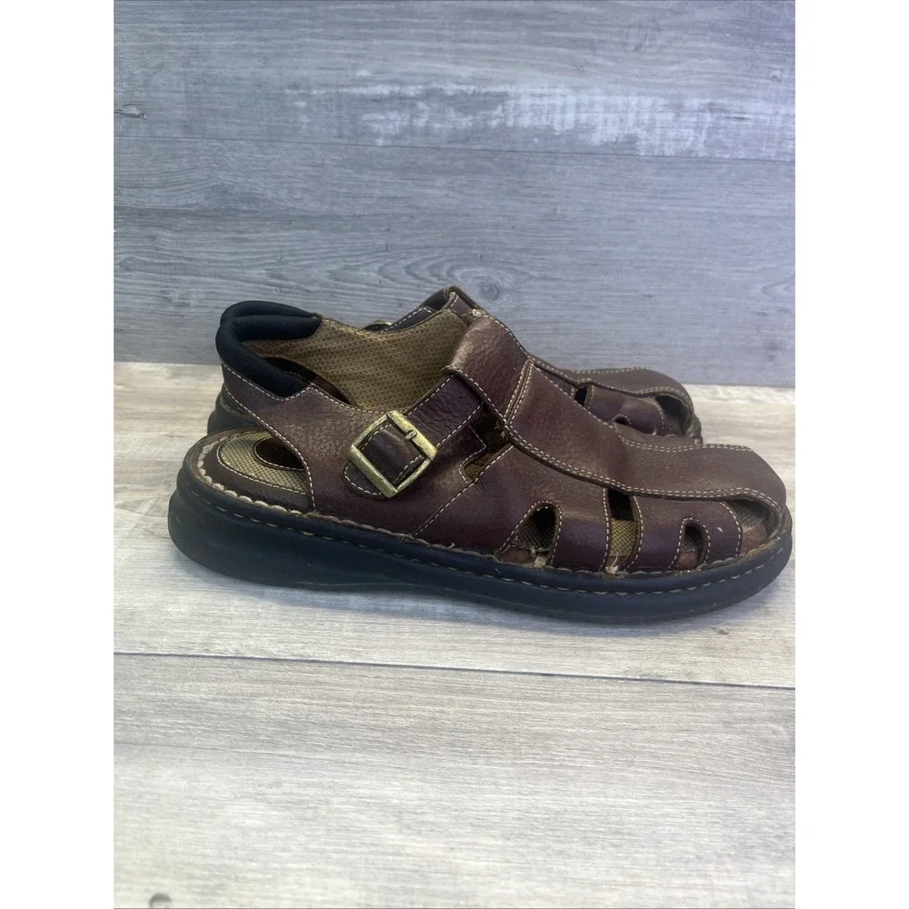 Earth Shoe Sandals Brown Leather Fisherman Sandals Strap Buckle Sz 13 Summer